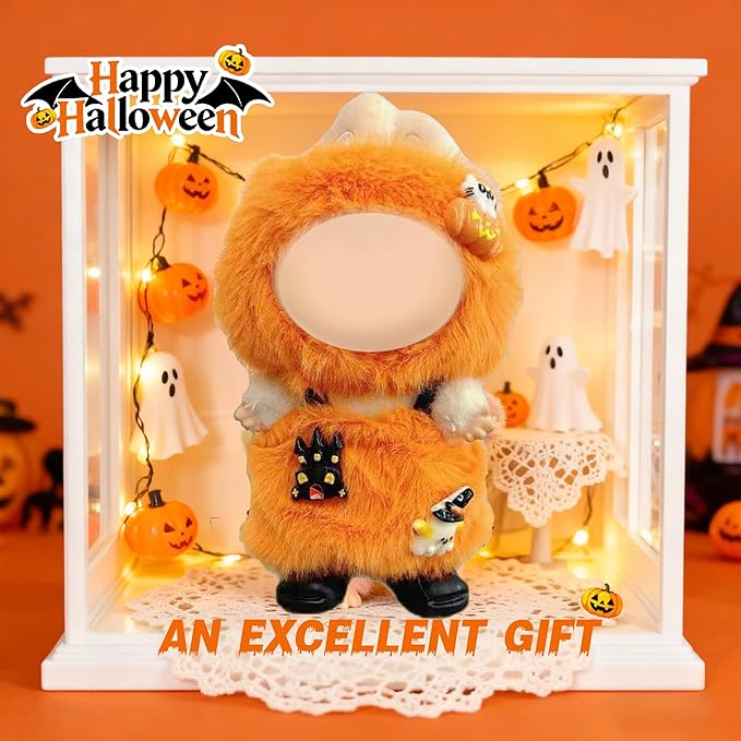 Halloween Doll Clothes for Labubu, Dolls Outfit Set for 17cm (6-6.7 inch) Dolls - Dress Up Set for Labubu Costumes & Accessories | Gift for Any Occasions | Doll Not Included (Pumpkin Suit)