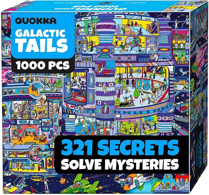 QUOKKA 1000 Piece Jigsaw Puzzle for Adults Galactic Tails – Premium Box Packaging with Extra Fun Challenges - Stunning Galaxy Dog Puzzle - Perfect for Relaxation & Creativity & Gift Giving