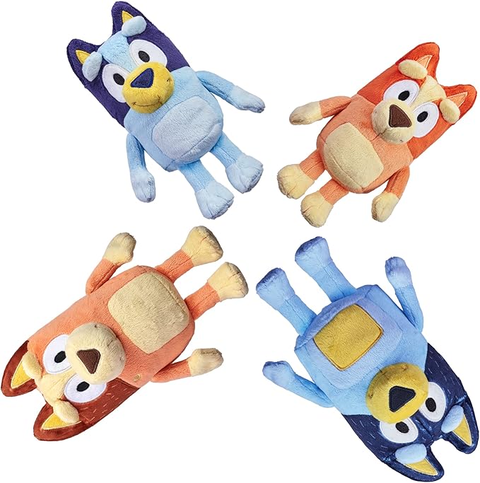 Bluey Heeler Family Stuffed Animal Set of 4, 7-8”, Soft, Bingo, Bandit, and Chilli Plush Figure Toys, Cuddly Plush Toys for Kids Ages 3+
