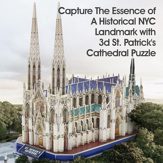 CubicFun 3D Puzzles for Adults St. Patrick's Cathedral Model Kits, New York Architecture Puzzles for Adults Building Toys for Kids Ages 10+, 117 Pieces with Booklet Easter Gifts Valentine's Day Gift