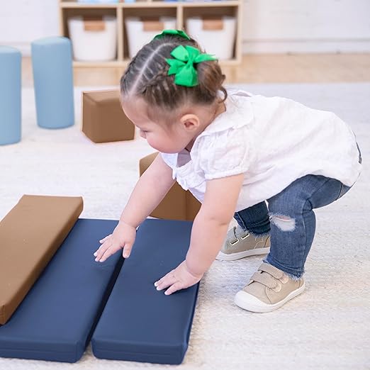ECR4Kids SoftZone Soft Builder Blocks, Foam Shapes, Earthtone, 16-Piece