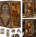 ISSEVE Book Nook Kit, DIY 3D Wooden Puzzle Dollhouse Booknook for Adults, Tiny Miniature House Kit Bookshelf Decor with LED Light and Dust Cover, Gifts for Family and Friends (Book Collection Room)