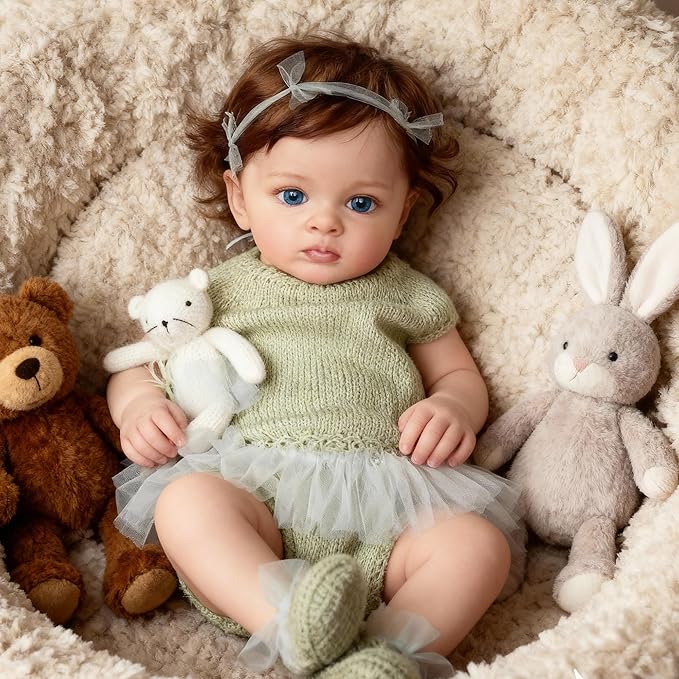 Reborn Baby Dolls Boy - 22'' Realistic Newborn Baby Doll with Blue Feeding Set & Birth Certificate - Lifelike Weighted Body for Role Play, Gift for Kids