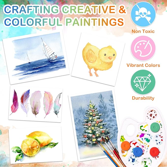 Nuanchu 15 Pcs Tempera Paint Cakes 15 Colors Tempera Paint Washable Art Supplies for Painting Drawing Crafts Activities
