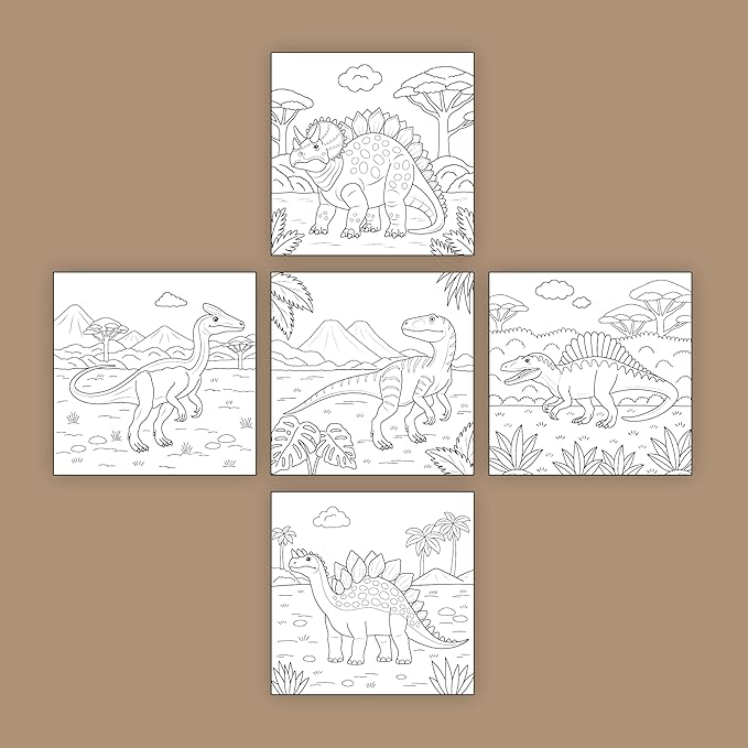 ArtPops Coloring Boxes – Pop-Up Pre-Printed Coloring Box Set – DIY Wall Art Kit for Kids – Eco-Friendly, Easy to Hang, No Frame Needed – 5-Pack, Jurassic Legends