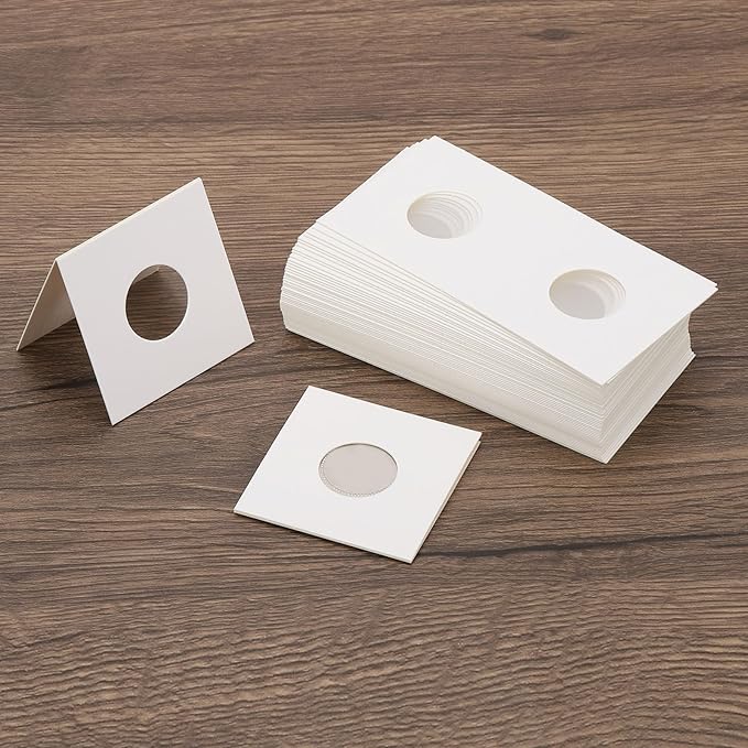 PATIKIL 2x2 Coin Flips, 350 Pack 23mm Cardboard Coin Holder Paper Coin Holders for Coin Collection Supplies Collector, White