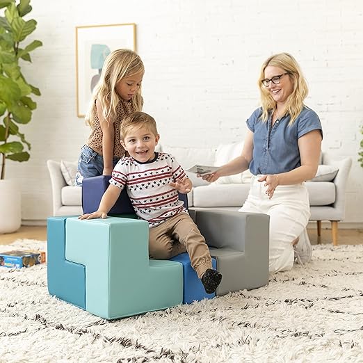 ECR4Kids SoftZone Brainy Building Blocks, Foam Puzzle, Contemporary, 7-Piece