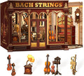 Fsolis Book Nook Kit - DIY Scene Miniature Dollhouse Kit for Adults, Shelf 3D Puzzles 285 pcs, Tiny House Mini Music Shop Model Booknook Craft Bookshelf Decor Gifts for Women (Bach Strings)