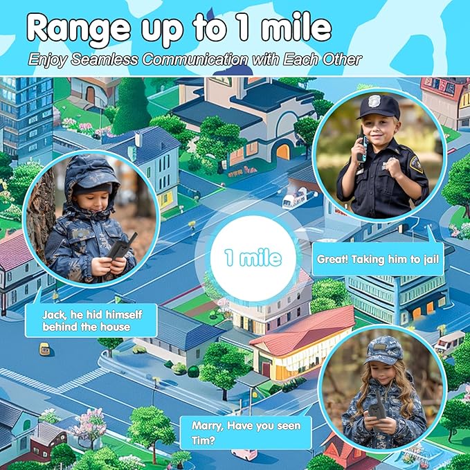 Qniglo Camo Walkie Talkies for Kids, Rechargeable Walkie Talkies with 22 FRS Channels, VOX 2 Way Radios with LED Flashlight for Outdoor Camping Games & Birthday Xmas Toys Gifts for Boys Girls Kids