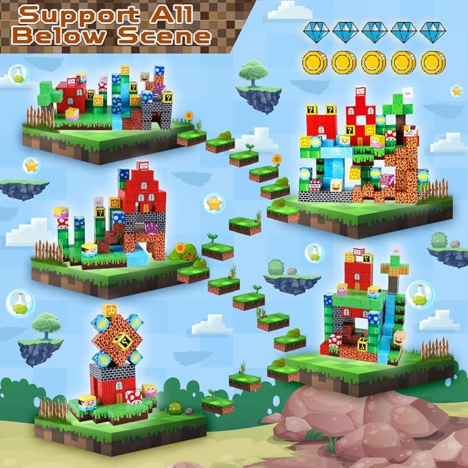 Magnetic Blocks - 150 PCS Build Adventure Game Castle - Magnetic Toys for Montessori Toddler Christmas Birthday Gifts - STEM Sensory Toys for 3 4 5 6 7 8 9 10 Year Old Boys & Girls