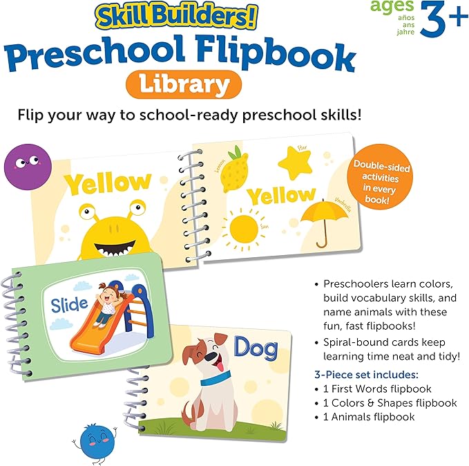 Learning Resources Skill Builders! Toddler Flipbook Library, 3 Pieces, Ages 2+, Educational Toys, Alphabet Learning, Toddler Learning Books, Toddler Activity Book