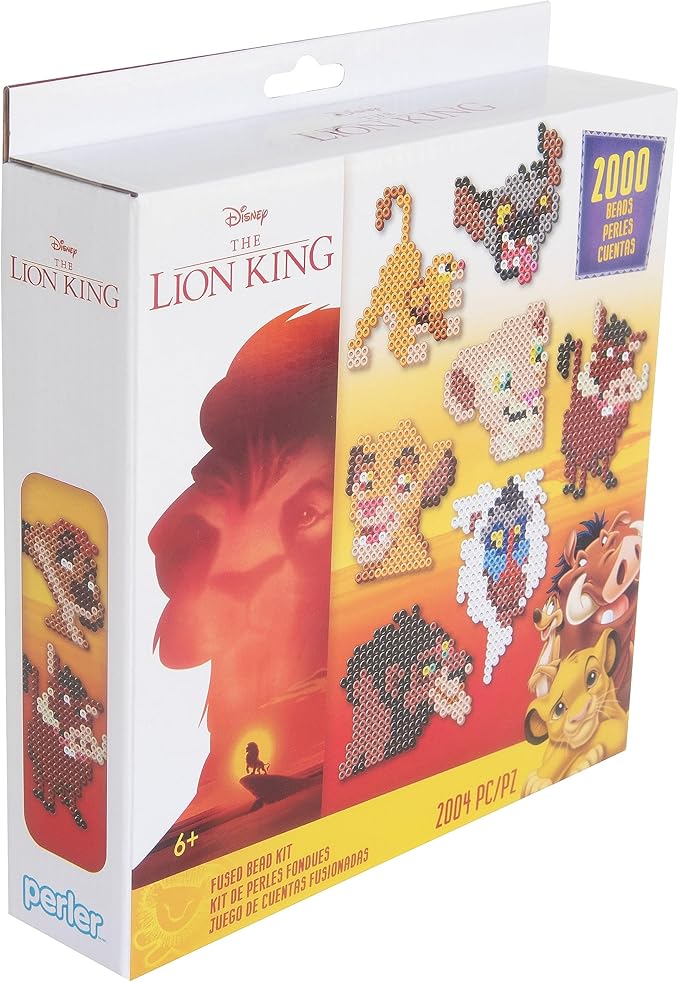 Perler 80-57046 Disney's The Lion King Fused Bead Craft Activity Kit, Includes 9 Patterns, Multicolor, 2004 Pieces