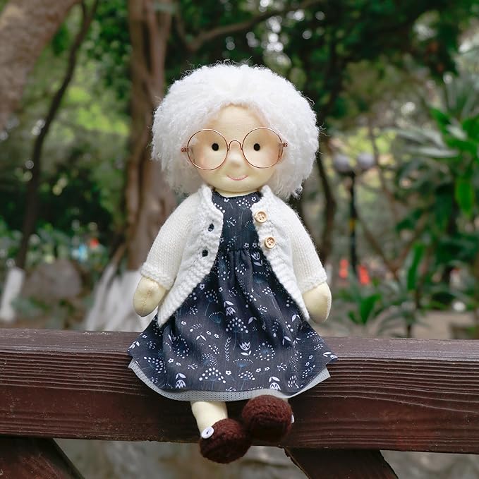 BlissfulPixie Handmade Soft Girl Rag Doll - Ella 12" with Cute Stuffed Plush, Ideal First Doll for Babies & Toddlers