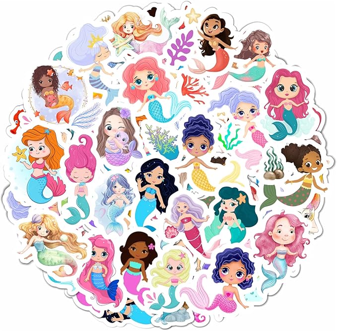 BulbaCraft Mermaid Stickers for Girls, Mermaid Decals for Laptop, Cups, Water Bottles, Gifts for Women & Men