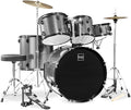 Best Choice Products 5-Piece Full Size Complete Adult Drum Set w/Cymbal Stands, Stool, Drum Pedal, Sticks, Floor Tom - Silver Sparkle
