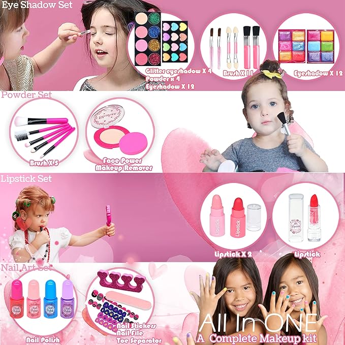 Kids Makeup Sets for Girls - Kids Makeup Kit for Girls, Maquillaje para Niñas, Play Make Up Kit, Best Toys for Little Girl,Princess Toddler Kid Stuff, Ages456789 10-12 Year Old Girl Birthday Gifts