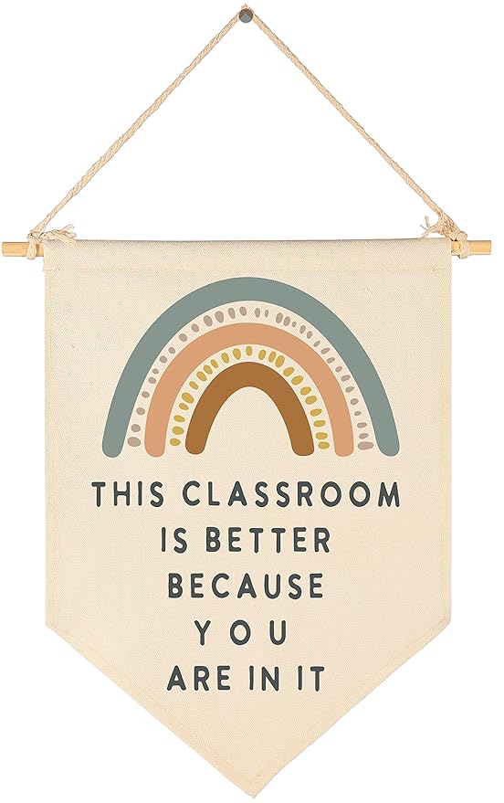FYSIA Classroom Poster-Playroom Décoration-Child Art-Canvas Hanging Pennant Flag Banner Wall Sign Decor Gift-Birthday Christmas Gift-This Classroom Is Better Because You Are In It