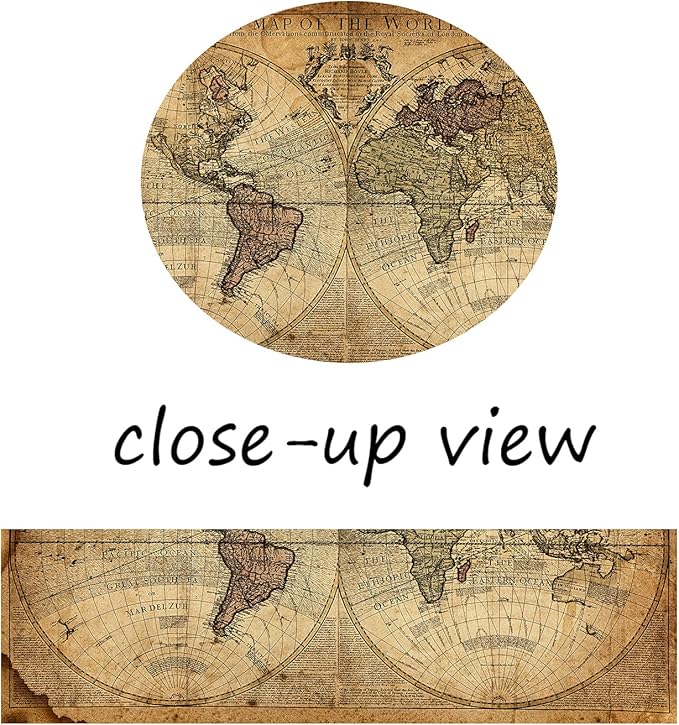 Vintage World Map Canvas Wall Art, Beige Nautical Map Background Pictures Print on Canvas for Office Decor, Antique Earth Map Framed Art for School- Living Room Wall Decoration 18x12 Inches