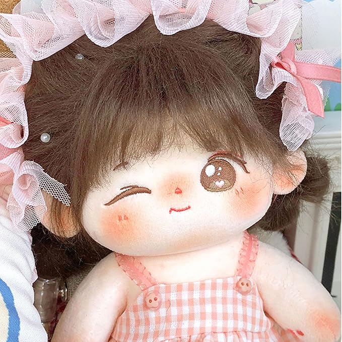 CALEMBOU Plush Doll, 20cm Cute Cotton Dolls with Skeleton, Anime Plushies Soft Stuffed Dress Up Doll, Kawaii Plush Toys Rag Dolls with Clothes Birthday Gift for Girls (Doll&Clothes-Winkii)