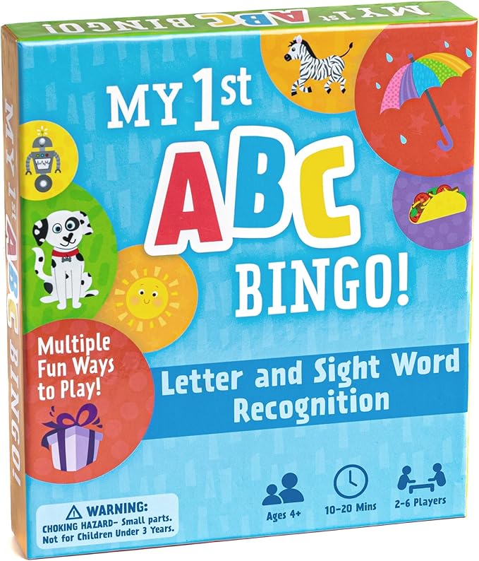 My First ABC Bingo Game for Alphabet Learning, Letter and Sight Word Recognition, Age 4 + Years, 2-6 Players