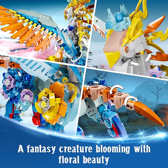 Sillbird Magical Creatures Building Set for Kids Age 10+ and Adults, Buildable Flower Animal Toy for Home Decor, Birthday Gift Idea for Boys Girls Teens and Adults (1212 Pieces)