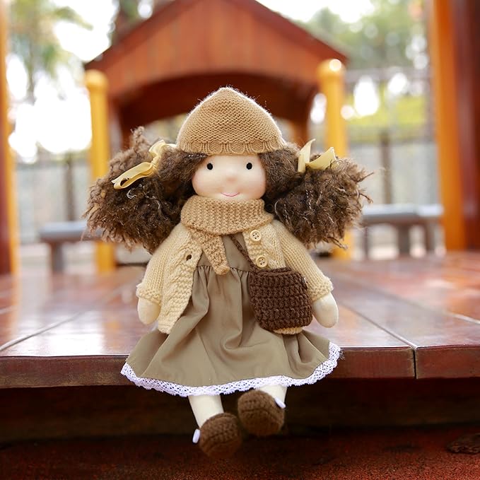 BlissfulPixie Waldorf Doll - Handmade Plush Collectors Doll for Kids Birthday Present, 12" Dotty