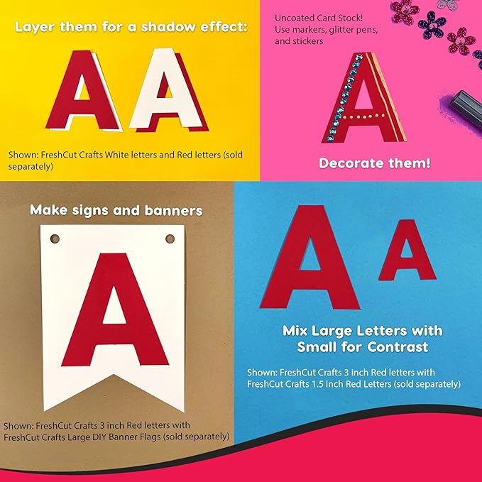 209 Pcs 3" Red Bulletin Board Letters & Numbers, Capital Letters, Numbers, Punctuation, US Made Card Stock Punch Out Letters for Poster, Bulletin Board, Classroom - Precut Letters & Numbers