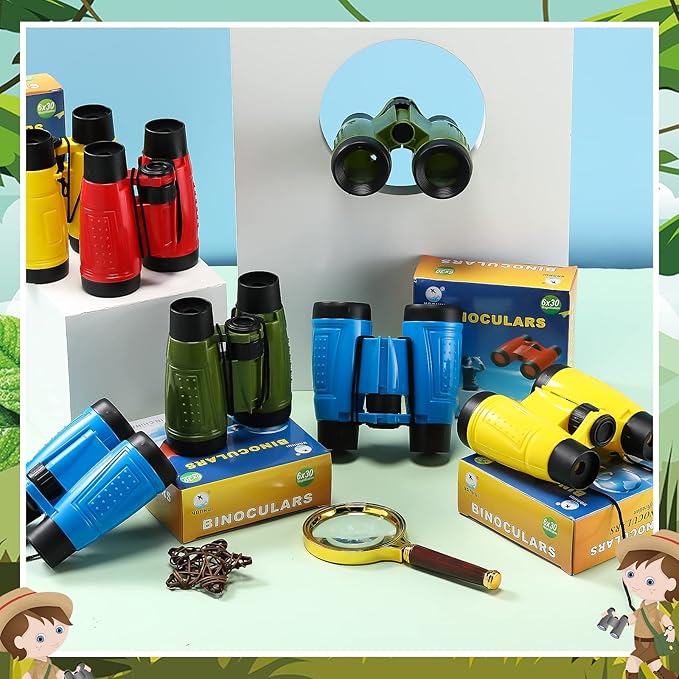 Leyndo 24 Pieces Kids Binoculars with Neck String Assorted Colors Novelty Toy Binoculars for Kids Camping Party Supplies Nature Exploration Toys for Outdoors Indoors Sightseeing, Camping, Birdwatching