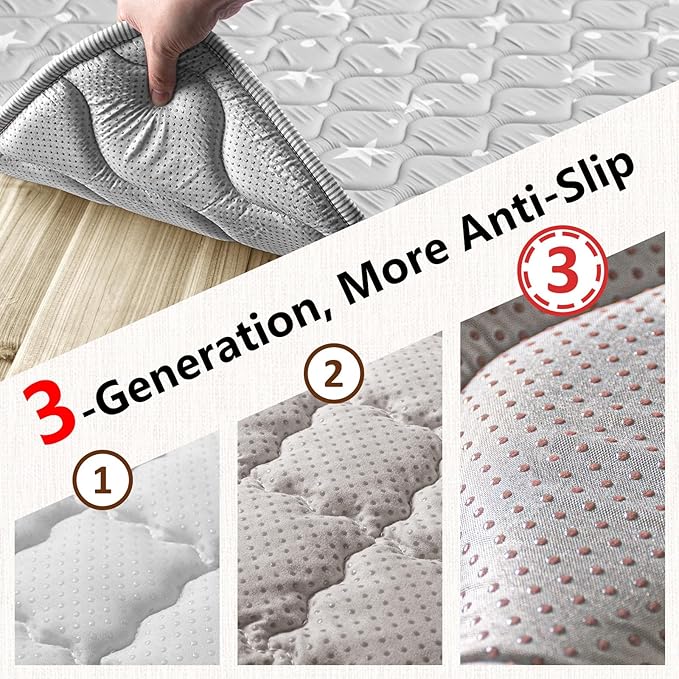 Baby Play Mat, 50x50 Playpen Mat, Thick Soft Foam Playmats for Baby, Foldable and Washable Crawling Mat for Floor (Gray Stars)