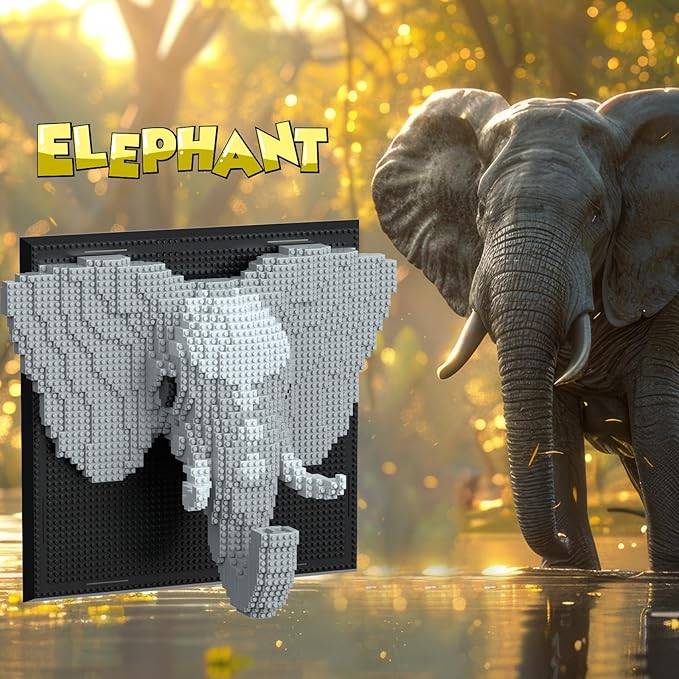 Elephant Micro Mini Building Block Sets for Adults, No Compatible with Lego, 3D Animals Wall Art Kits for Home Wall Decor & Table Display, Creative Toy Gifts for Kids Teens Boys Girls (1625 PCS)