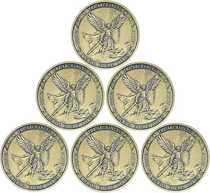 Archangel Saint Michael Challenge Coin Religious Coins Christian Collectors Coin (Pack of 6)