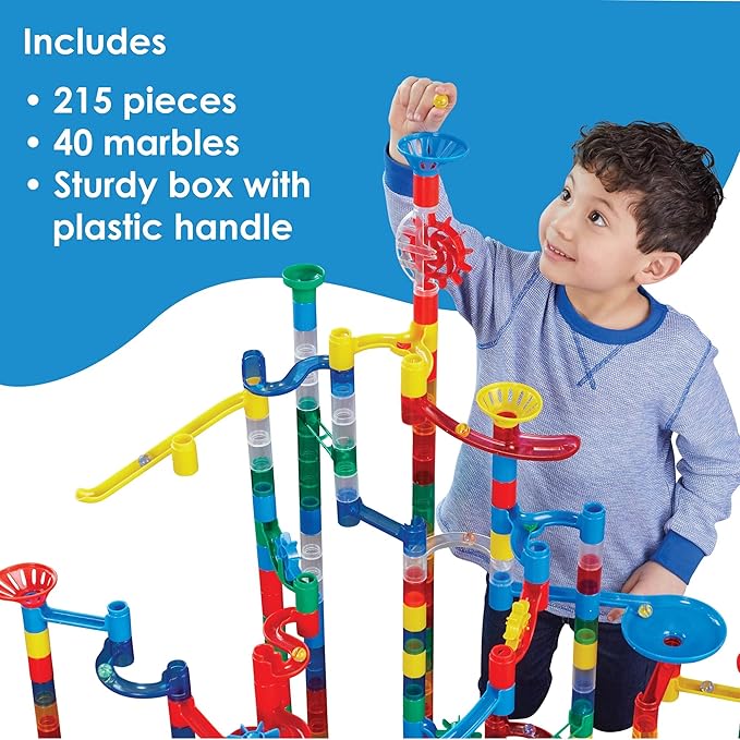 MindWare Mega Marble Run Building Set - 215 Durable Pieces and 40 Marbles - Build, Engineernig and Sceince Toy - Ages 4 and Up