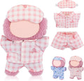 17cm Doll Clothes Pajamas Set with Pants Eye Mask Good Night Bedding Clothes Outfit Gifts Fits Most 17cm Dolls Accessories for DIY Dress up Lovers(Pink Bow)