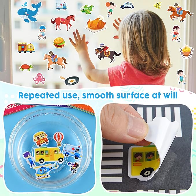 ASTARON 6 Pack Reusable Sticker Book for Toddlers, 3D Sticker Educational Game Sensory Learning Toy, Travel Activity Book Set for Toddlers 3-4 Years