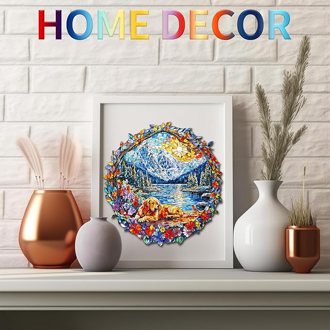 Wooden Puzzles for Adults,The Dog and The Snowy Mountain Wooden Jigsaw Puzzles, Creative Ghristmas Gift for Teenagers and Adults.(11.4 * 10.9 in 186pcs)
