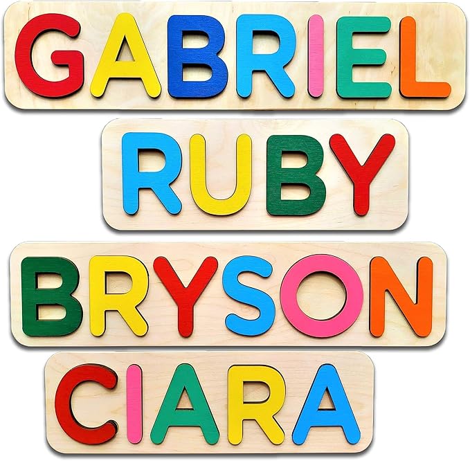 Personalized Wooden Name Puzzle for Kids Personalized Baby Name Puzzle for Toddlers Personalized Baby Gifts First Birthday Gift Wooden Puzzles Custom Toddler Learning