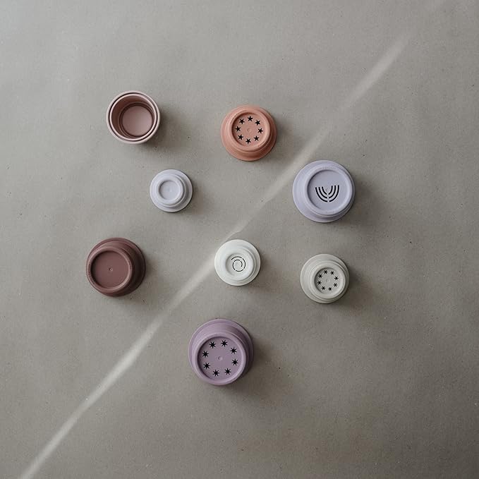mushie Stacking Cups Toy 8pcs | Made in Denmark (Petal)