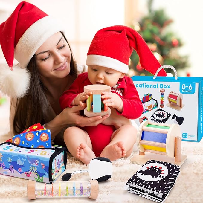 KMTJT Montessori Toys for Babies 0-6 Months | Learning Educational Box Wooden Toys for Baby Infant Newborn Toys 0-6 Months | 1st First Birthday Gifts for 0 6 12 18 Months Boys Girls