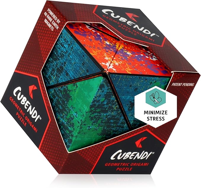 Geometric Origami Puzzle - Infinity Fidget Cube for Adults, Kids & Teens – Mesmerizing & Magnetic Shape Shifting Box w/ 48 Rare Earth Magnets - by Fun in Motion Toys (Twist)