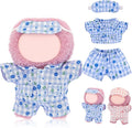 17cm Doll Clothes Pajamas Set with Pants Eye Mask Good Night Bedding Clothes Outfit Gifts Fits Most 17cm Dolls Accessories for DIY Dress up Lovers (Blue Floral)