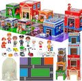 Cinrobiye Community Helpers Sorting and Stacking Set with Wooden Figures Traffic Signs Vehicles Modern City Mat Vehicle Preschool Learning Montessori Game Nesting Boxes for Boys Girls Birthday Gift