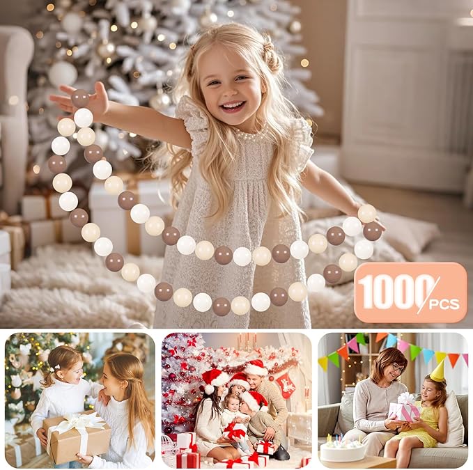 GOGOSO Ball Pit Balls for Toddlers Phthalate-Free BPA-Free Non-Toxic Crush Proof Soft Plastic Play Balls Baby Kids Shape Tent Pool Playhouse Playpen Party Decor,Coffee Brown Beige,1000PCS