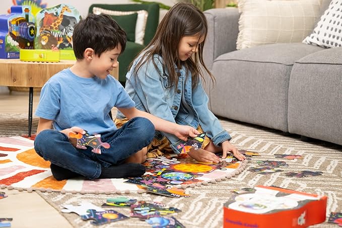 Crocodile Creek 36-Piece Jigsaw Floor Puzzle - Fun Floor Puzzles for Kids Ages 3-5 - Heavy-Duty Shaped Box for Storage - Unicorn Dreams - 27" W x 20" H Finished