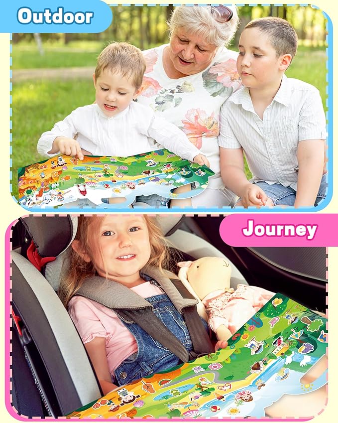 Reusable Sticker Book for Toddlers 2-4 Years, Stickers for Kids, Toddler Craft Activities, Toddler Travel Toys Ages 2+ Boy Girl Birthday Gifts