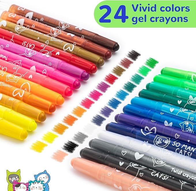 M&G 24 Colors Washable Non-Toxic Crayon Set for Toddlers Children Coloring, Twist Crayons for Kids Toddlers, Art Supplies for Coloring Book for Gifts and School Projects