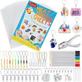 Auihiay 198 Pieces Shrink Plastic Kit Includes 20 Sheets Shrink Papers, Hole Punch, Keychain Accessories and Pencils for Shrinky Art and DIY Keychain Making Easter Mother Day Ornament