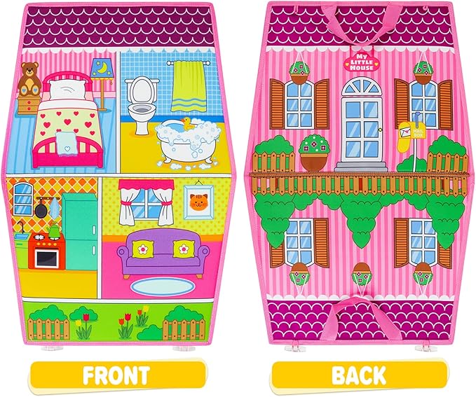 OKOOKO Dress Up House Felt Board 35PCS Double-Sided Foldable Dress Up Teaching Girls Toy Preschool Crafts Storytelling Early Learning Interactive Play Kit for Toddlers Kids
