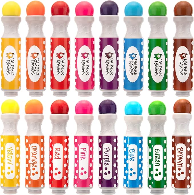 Dauber Dawgs Washable Dot Markers for Toddlers - Bingo Markers for Dot Art w/ PDF Activity Books, Dot Paints Washable for Kids, Bingo Dabbers Dotters & Dobbers, Holiday Gifts Daubers, Dot Painting