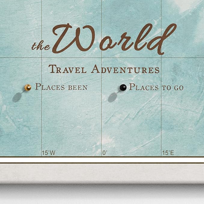 Canvas World Map with Cork Pin Board - English Lettering - Decorative Wall Decoration for All Rooms - Canvas Pictures with World Map Motif (90x60 cm, Pattern 11)