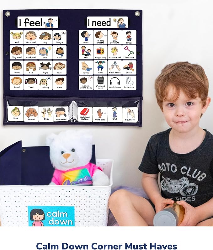 CHEFAN Feelings Chart, Calm Down Corner Supplies, Daycare Essentials, Social Emotional Learning Activities, Autism Learning Materials, ADHD Tools for Classroom Daycare & Home